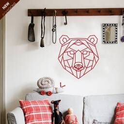 Geometric Bear Head Wall Decal Polygon Nursery Decor - thumbnail 1