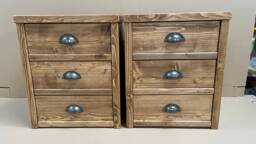 2 X Norwich Bedside Cabinet - 50cm Wide With 3 Drawers Rustic Pine Wood - thumbnail 1
