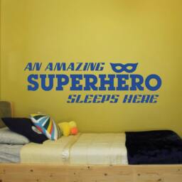 Superhero Sleeps Here Vinyl Wall Decal - Kids Room Decor - thumbnail 2