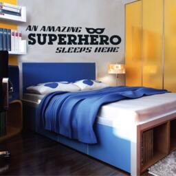 Superhero Sleeps Here Vinyl Wall Decal - Kids Room Decor - thumbnail 1