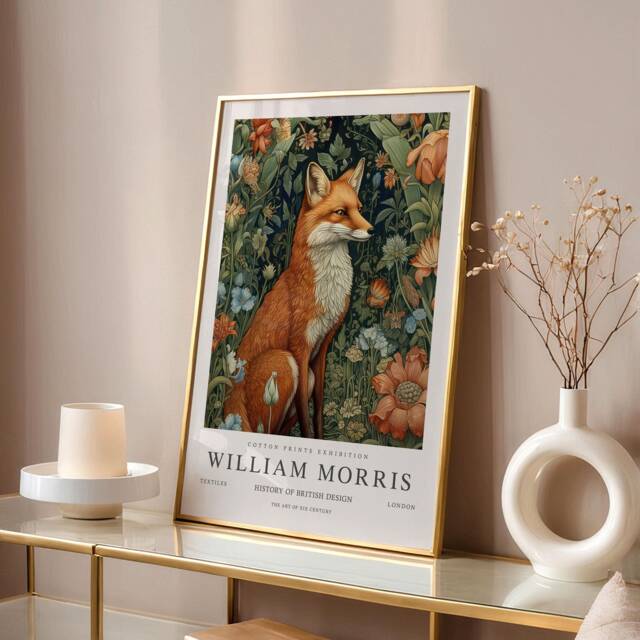 William Morris Print, Art, Exhibition Poster, Fox Gifts, Decor, Art Wall - image 1