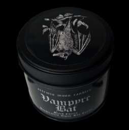 Vampyre Bat ~ Black Cherry Scented Soy Tin Candle Vegan Gothic Vampire Gift Ideas - thumbnail 1