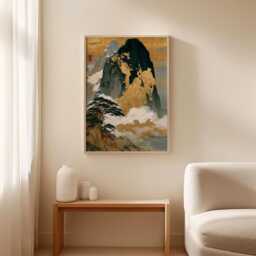 Cliffside Pine Poster, Coastal Landscape Print, Mountain Wall Art - thumbnail 3
