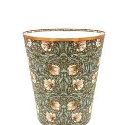 William Morris Pimpernel Green/Cream Waste Paper Bin - Metallic Trim Options - thumbnail 3