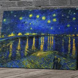 starry Over Rhone Van Gogh Canvas Or Poster Print Glossy in Various Sizes - thumbnail 2