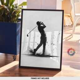 Personalised Golf Prints - Set Of 3 Black Posters - Boys Bedroom Decor Custom Golfer Wall Art Kid Room Golfing Artwork Gift - thumbnail 3