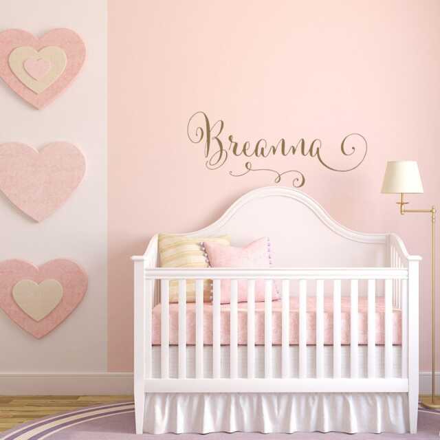 Personalized Swirly Name Vinyl Wall Decal - Girl Nursery Decor Ww101 - image 1