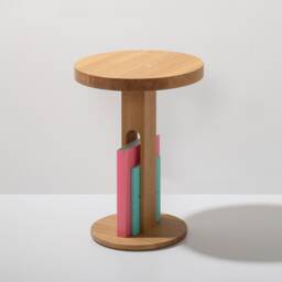 Side Table Fork in Oak With Bookcase - thumbnail 1