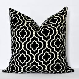 Black Geometric Trellis Pillow Cover Modern Cotton Throw 20x20 - thumbnail 2