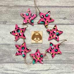 Leopard Print Garland, Pink Animal Bunting, Jungle Wall Decoration, Safari Gifts For Christmas - thumbnail 1