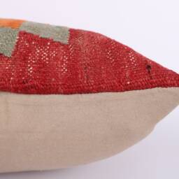 Handwoven Turkish Kilim Lumbar Pillow Bohemian Home Decor - 16x24 Inch - thumbnail 3