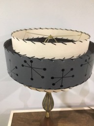 Mid Century Vintage Style 3 Tier Fiberglass Lamp Shade Atomic 18x11 Gray/Ivory - thumbnail 3
