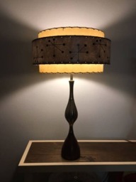 Mid Century Vintage Style 3 Tier Fiberglass Lamp Shade Atomic 18x11 Gray/Ivory - thumbnail 1