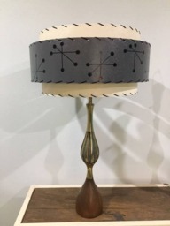 Mid Century Vintage Style 3 Tier Fiberglass Lamp Shade Atomic 18x11 Gray/Ivory - thumbnail 2