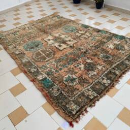 Vintage Boujaad Moroccan Rug 5x8 Handknotted Wool Carpet - thumbnail 3