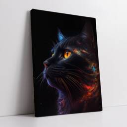 Colorful Galaxy Cat Pet Animal Lover Painting Splatter Wall Art, Framed Canvas Poster Print, Home Kitchen Office Room Decor, Gifts - thumbnail 2