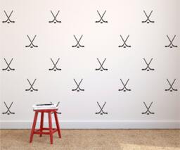 Hockey Pattern Repeatable Sports Decal - Designs Wall Custom Vinyl Art Stickers For Homes, Playrooms, Kid Rooms, Offices - thumbnail 1