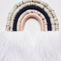 Large Speckle, Pink, & Navy Colored Rainbow Fiber Macrame Wall Hanging/Yarn Sculpture Perfect For Nursery - thumbnail 2