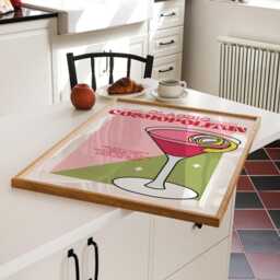 Classic Cosmopolitan Print - Cocktails - Kitchen Print, Kitchen Poster, Martini, Cosmo, Cocktail, Funky, Cute, Bar, Pink, Red, Retro, Trendy - thumbnail 2
