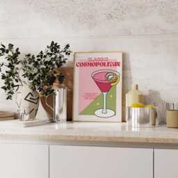Classic Cosmopolitan Print - Cocktails - Kitchen Print, Kitchen Poster, Martini, Cosmo, Cocktail, Funky, Cute, Bar, Pink, Red, Retro, Trendy - thumbnail 3