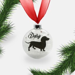 Dachshund Dog Personalised Ornament - Custom Glass Christmas Bauble - thumbnail 2