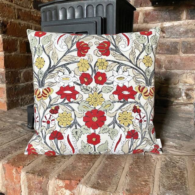 714. Handmade Red Florence 100% Cotton Cushion Cover. Various Sizes