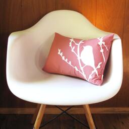Rose Pink Bird On Cherry Blossom Rectangle Pillow - thumbnail 4