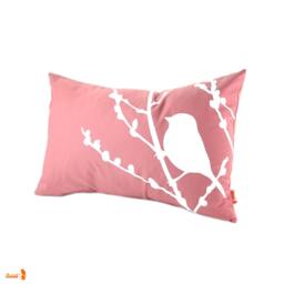 Rose Pink Bird On Cherry Blossom Rectangle Pillow - thumbnail 3