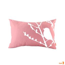 Rose Pink Bird On Cherry Blossom Rectangle Pillow - thumbnail 1