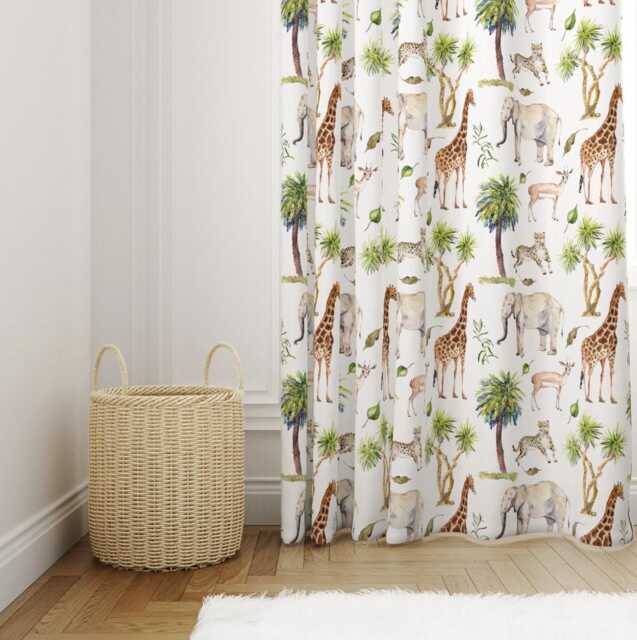 Jungle Safari Curtains, Blackout Or Non Blackout, Curtains With Eyelet, Pencil Pleat Rod Pocket, Home Decor - image 1