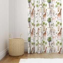 Jungle Safari Curtains, Blackout Or Non Blackout, Curtains With Eyelet, Pencil Pleat Rod Pocket, Home Decor - thumbnail 1