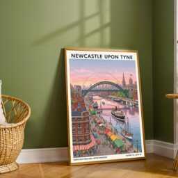 Newcastle Upon Tyne Travel Poster - Vintage Enlgish Northern Art Print, Retro Wall Decor For Home Or Office, Modern Interior Gift Idea - thumbnail 2