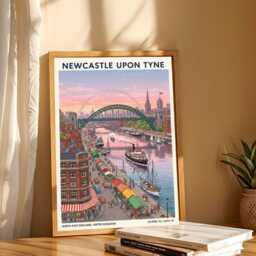 Newcastle Upon Tyne Travel Poster - Vintage Enlgish Northern Art Print, Retro Wall Decor For Home Or Office, Modern Interior Gift Idea - thumbnail 3