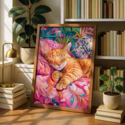 Disco Ball - Ginger Cat Print Funky Kitchen Wall Art Eclectic Prints Maximalist Decor - thumbnail 3