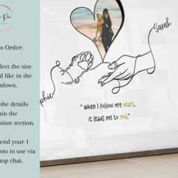 Personalised Dog & Owner Line Art Print, When I Follow My Heart Gift Keepsake - thumbnail 3