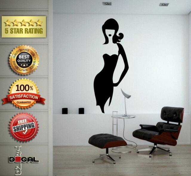 Flower Pattern Dress Girl Model Bride Beautiful Fashion Woman Pretty Design Wall Window Sticker Decal Vinyl Silhouette Decor L1872 - image 1
