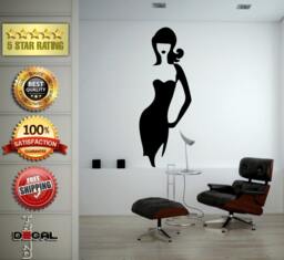 Flower Pattern Dress Girl Model Bride Beautiful Fashion Woman Pretty Design Wall Window Sticker Decal Vinyl Silhouette Decor L1872 - thumbnail 1