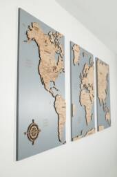 World Map Cork Push Pin Board Travel Wall Art Map, Oak Wood Or Wooden Home Decor, Feature Art, Wedding Anniversary