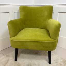 Green Velvet Arm Chair, Accent Lounge Reading Armchair, Stylish Furniture - thumbnail 2