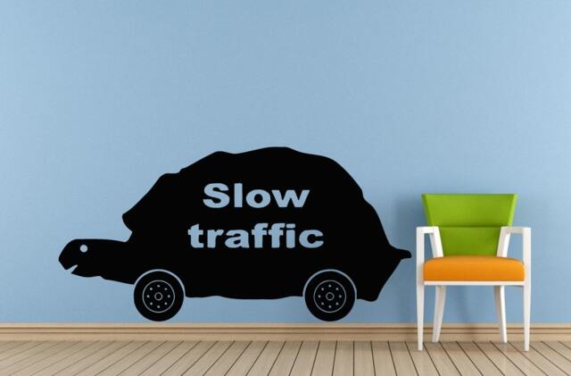 Slow Traffic Sign Words Turtle Animal Car Vehicle Wall Decal Vinyl Sticker Mural Room Decor L1688 - image 1
