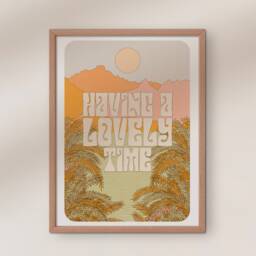 Retro Landscape Art Print - Sunshine Nature Illustration - thumbnail 1