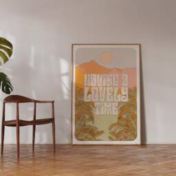 Retro Landscape Art Print - Sunshine Nature Illustration - thumbnail 3