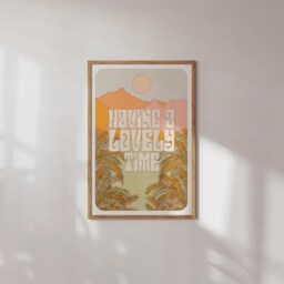 Retro Landscape Art Print - Sunshine Nature Illustration - thumbnail 2