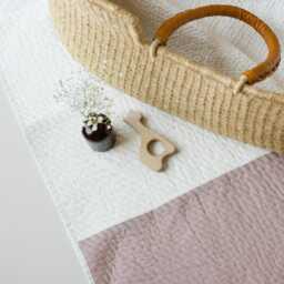 Personalized Linen Baby Quilt Rose Gradient Crib Blanket, Heirloom Quality