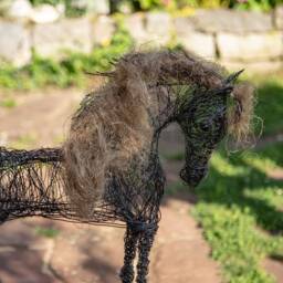 Horse Figurine, Wired Animal, Home Decor, Wire Horse, Lover Gift, Sculpture, Modern Big Metal - thumbnail 3