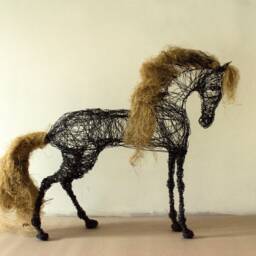 Horse Figurine, Wired Animal, Home Decor, Wire Horse, Lover Gift, Sculpture, Modern Big Metal - thumbnail 2