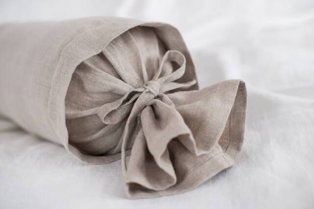 Linen Bolster Pillow Cover/Pure Linen Candy Case Round Cushion Oeko-Tex?? Colorful Natural Color - image 1