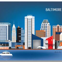 Baltimore Art, Map, Skyline Poster, Maryland Md, Oriels City Art Loose Petals - Style E8-O-Bal - thumbnail 3