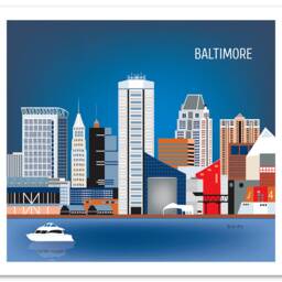 Baltimore Art, Map, Skyline Poster, Maryland Md, Oriels City Art Loose Petals - Style E8-O-Bal - thumbnail 2