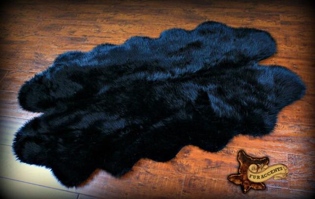 Faux Fur Sheepskin Rug - Quatro 4 Pelt Shaggy Area - image 1